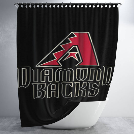 Diamond Backs Baseball Logo Black Bathroom Shower Curtain Fabric Waterproof | 66 X 72 Inch
