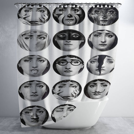 Fornasetti Face Bathroom Shower Curtain Fabric Waterproof | 66 X 72 Inch