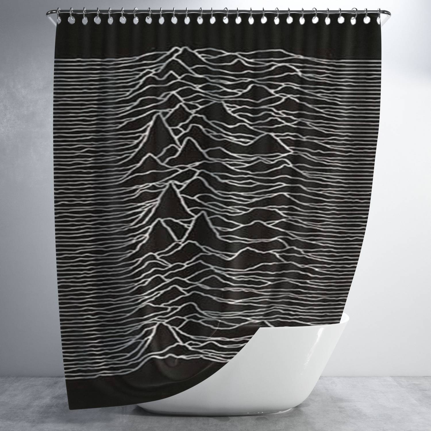 Joy Division Unknown Pleasures Bathroom Shower Curtain Fabric Waterproof | 66 X 72 Inch