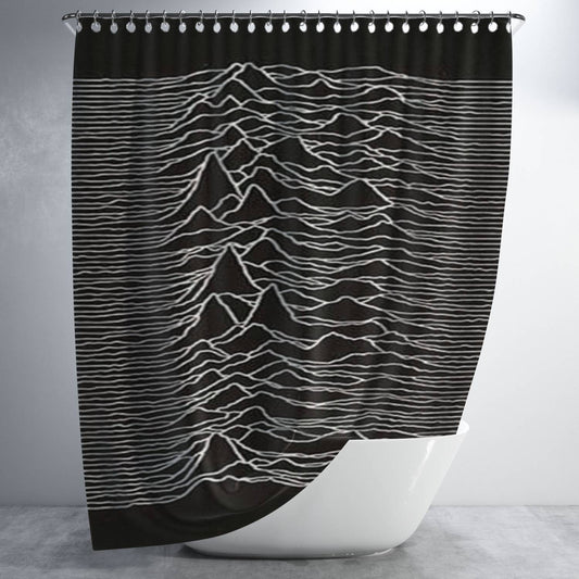 Joy Division Unknown Pleasures Bathroom Shower Curtain Fabric Waterproof | 66 X 72 Inch