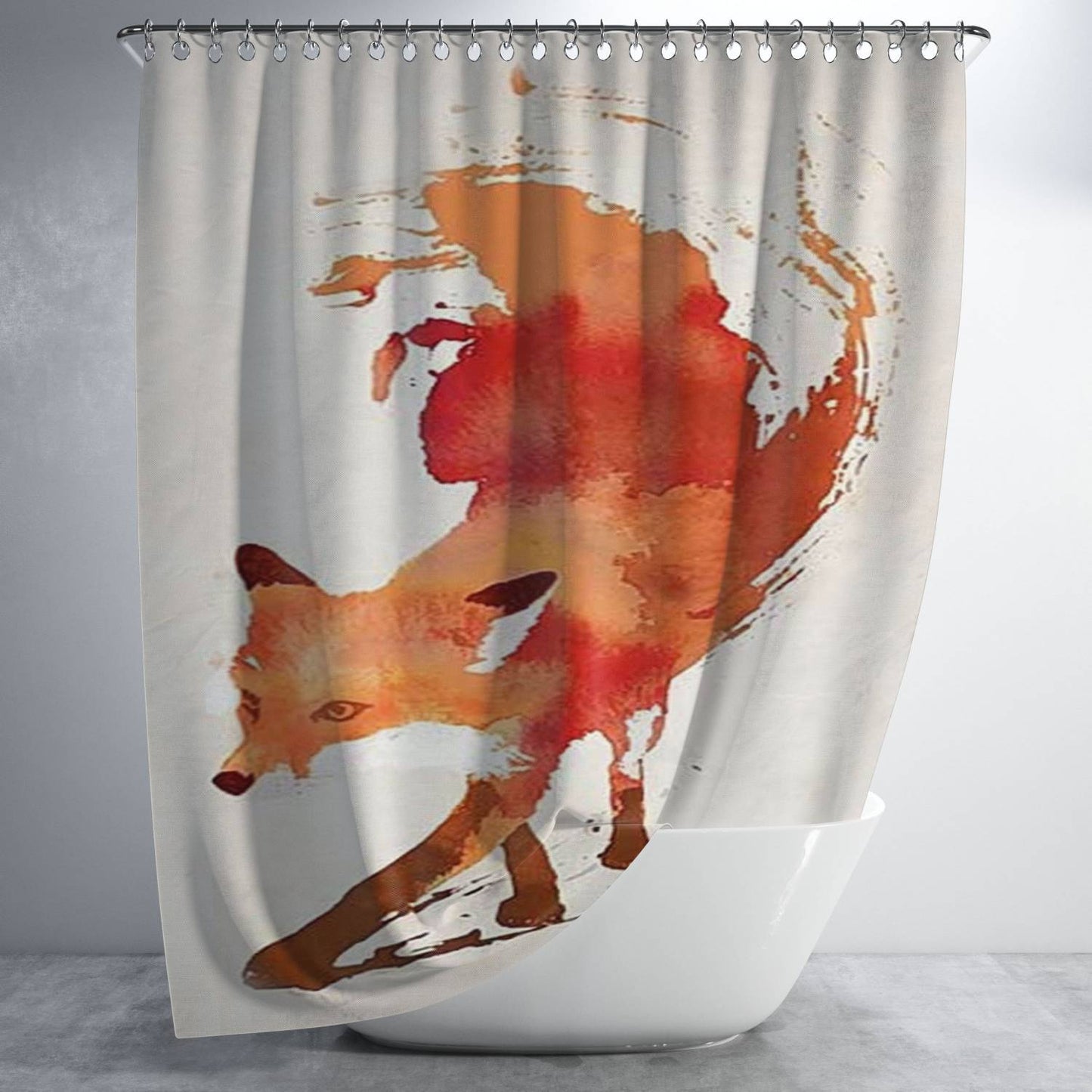 Jump Fox Art Bathroom Shower Curtain Fabric Waterproof | 66 X 72 Inch