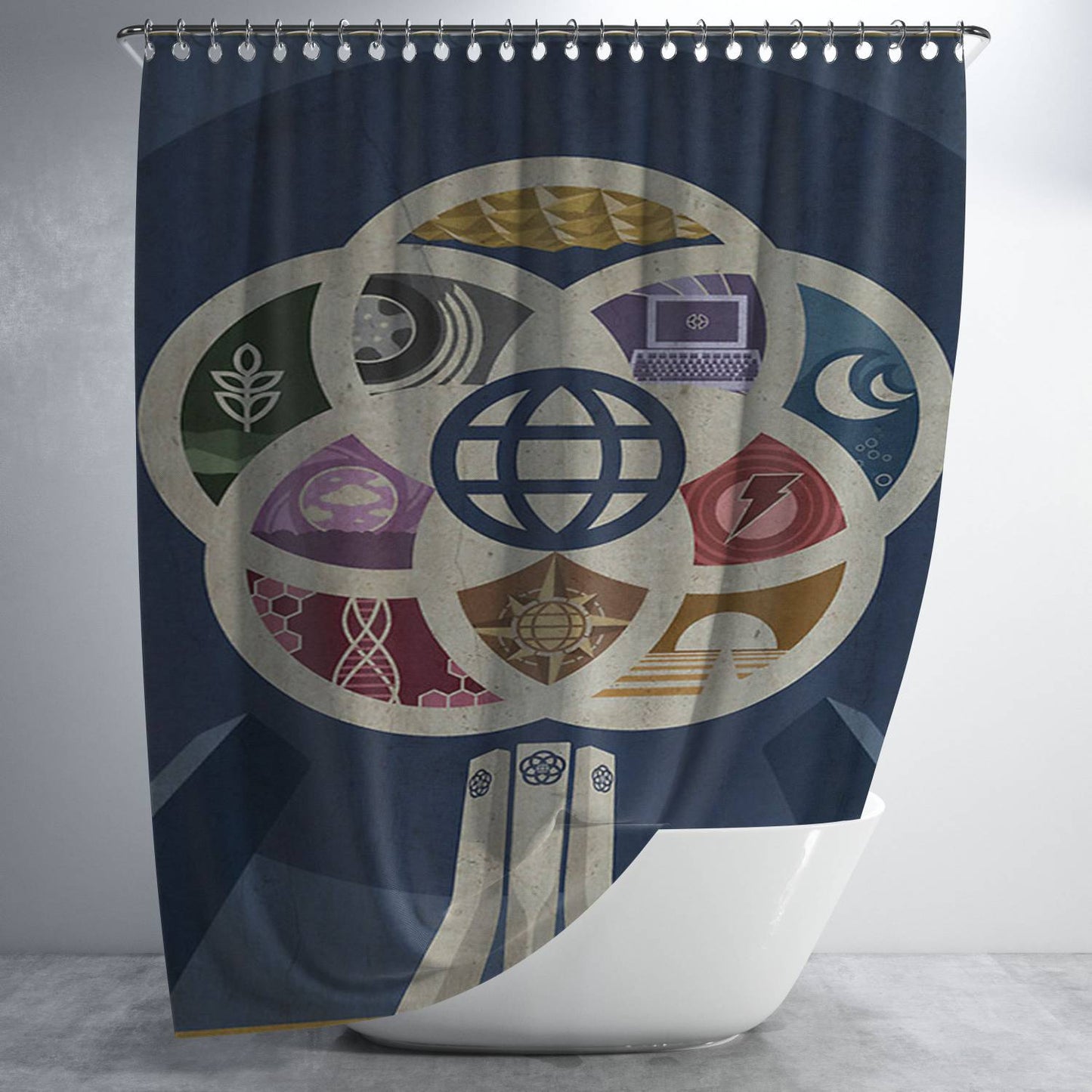 Logo Epcot Center Bathroom Shower Curtain Fabric Waterproof | 66 X 72 Inch