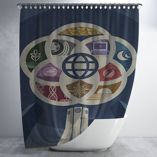 Logo Epcot Center Bathroom Shower Curtain Fabric Waterproof | 66 X 72 Inch