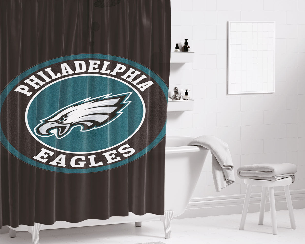Color Philadelphia Eagles Bathroom Shower Curtain Fabric Waterproof | 66 X 72 Inch