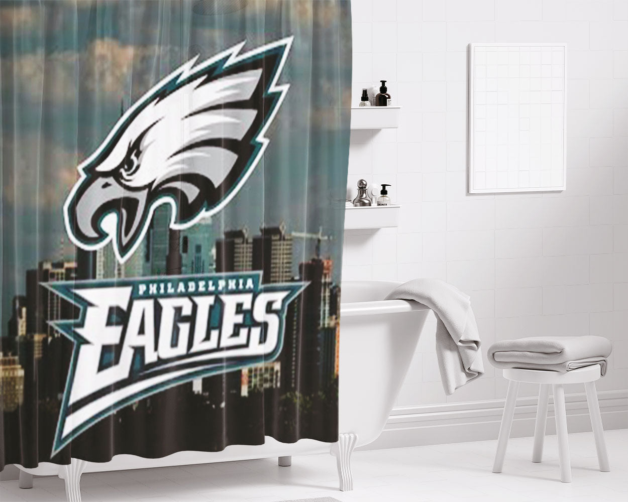 Philadelphia Eagles 2 Bathroom Shower Curtain Fabric Waterproof | 66 X 72 Inch