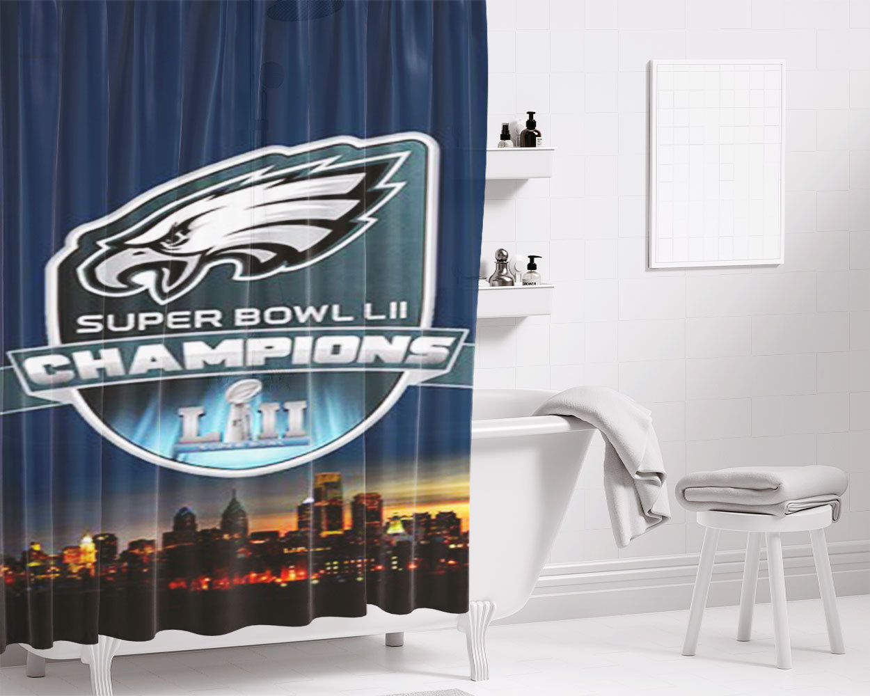 Philadelphia Eagles Champions Bathroom Shower Curtain Fabric Waterproof | 66 X 72 Inch