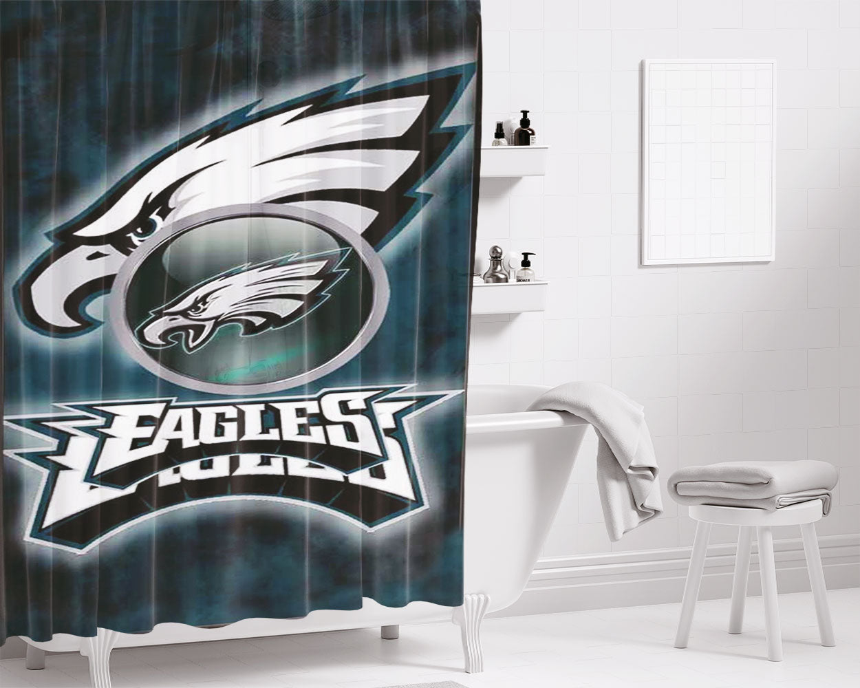 Philadelphia Eagles Logo Nfl Bathroom Shower Curtain Fabric Waterproof | 66 X 72 Inch