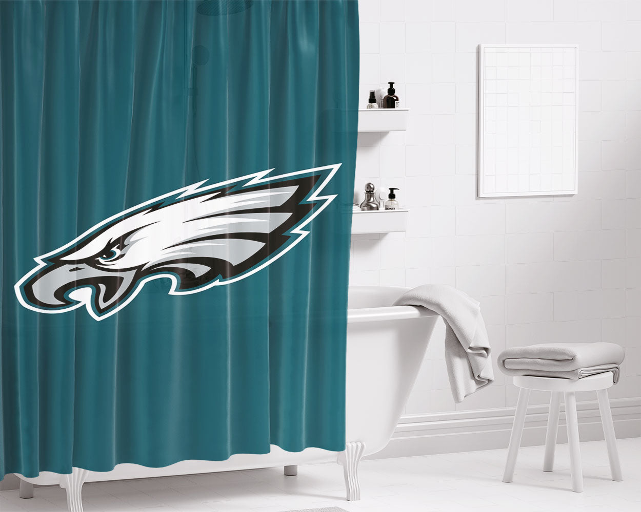The 1996 Emblem Philadelphia Eagles Bathroom Shower Curtain Fabric Waterproof | 66 X 72 Inch