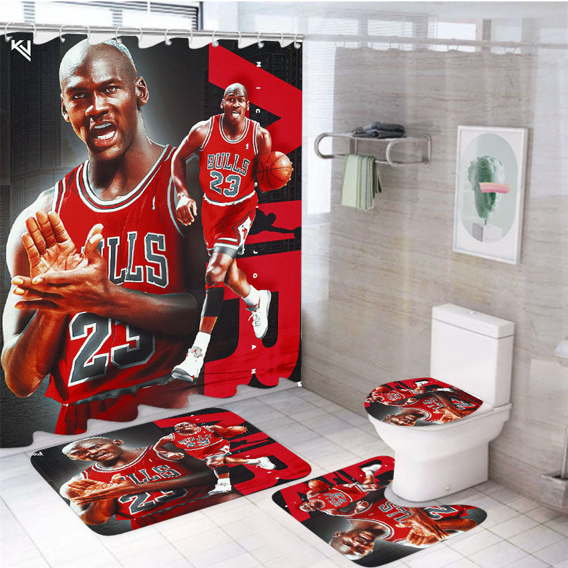 Air Jordan White Shower Curtain Set Fabric Waterproof