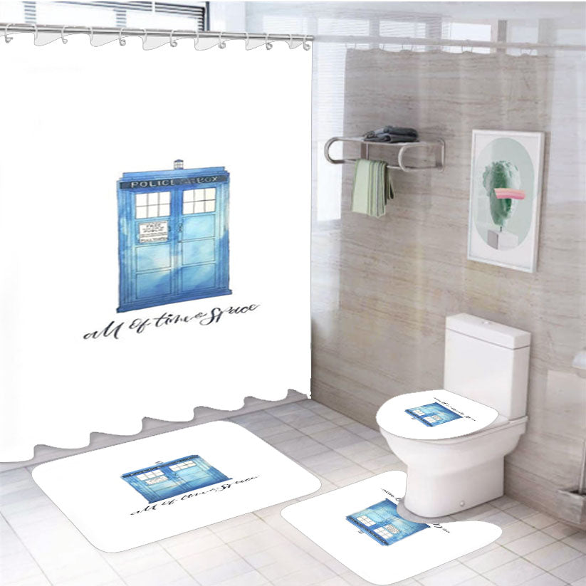 All Of Time And Space White Shower Curtain Set Fabric Waterproof