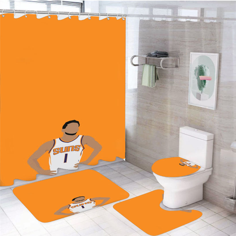 Booker - Basketball White Shower Curtain Set Fabric Waterproof