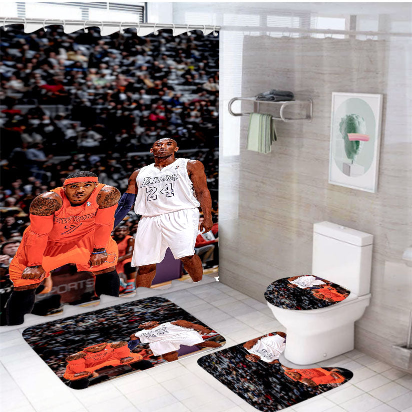 Carmelo X Kobe White Shower Curtain Set Fabric Waterproof