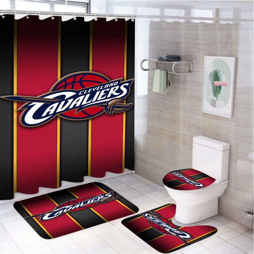 Cleveland Cavaliers White Shower Curtain Set Fabric Waterproof