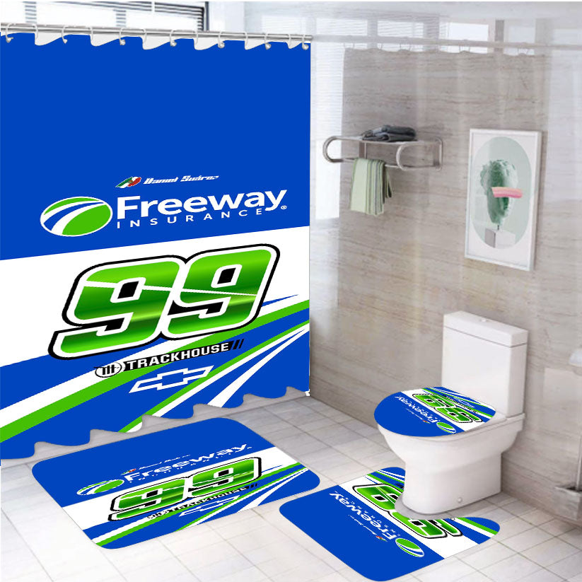Daniel Suarez - Freeway Insurance White Shower Curtain Set Fabric Waterproof