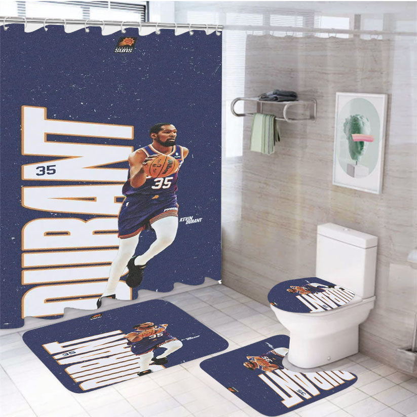 Durant White Shower Curtain Set Fabric Waterproof