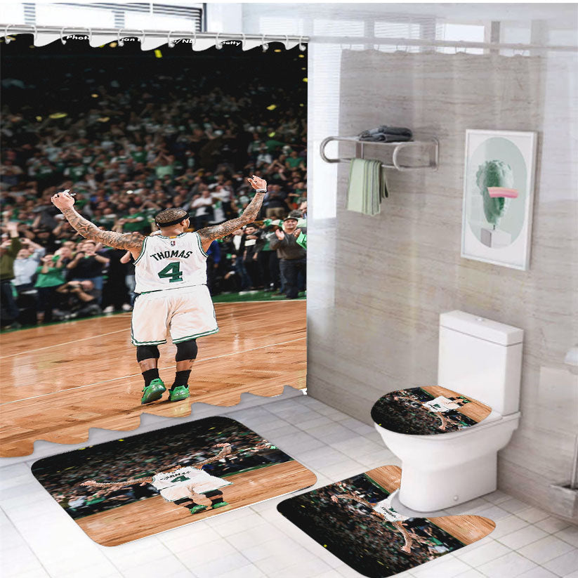 Isaiah Thomas White Shower Curtain Set Fabric Waterproof