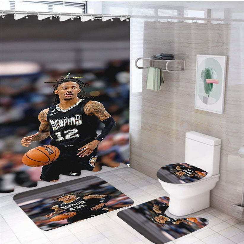 Ja Morant White Shower Curtain Set Fabric Waterproof
