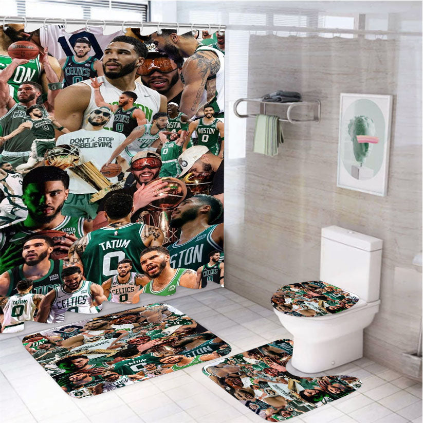 Jayson Tatum White Shower Curtain Set Fabric Waterproof