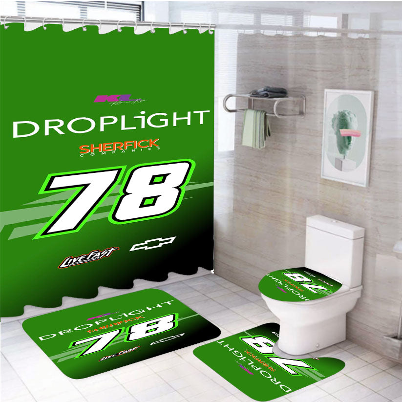 Katherine Legge - Droplight White Shower Curtain Set Fabric Waterproof