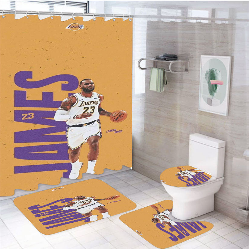 Lebron James 23 White Shower Curtain Set Fabric Waterproof