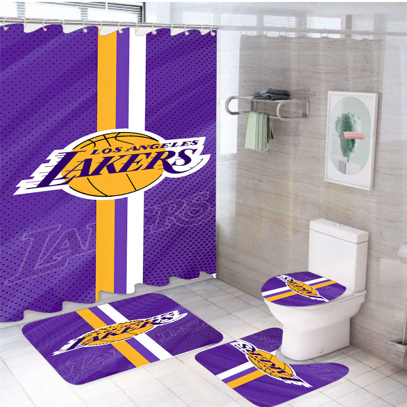 Los Angeles Lakers White Shower Curtain Set Fabric Waterproof