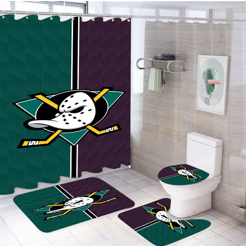 Mighty Ducks White Shower Curtain Set Fabric Waterproof