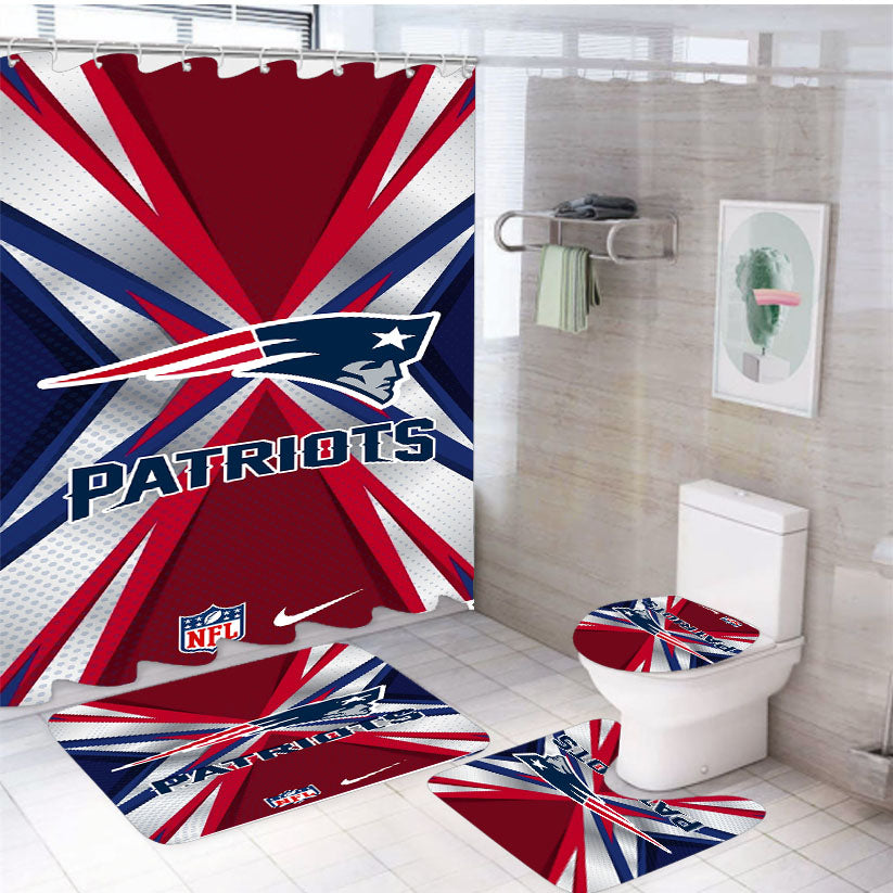 Patriots White Shower Curtain Set Fabric Waterproof