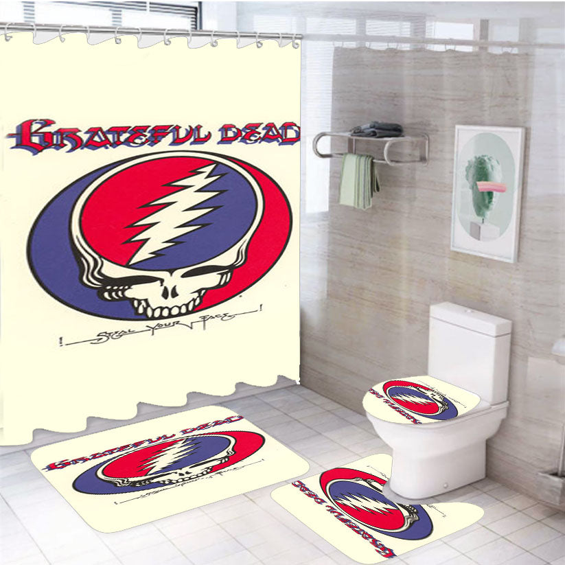 The Grateful Dead Logo  White Shower Curtain Set Fabric Waterproof
