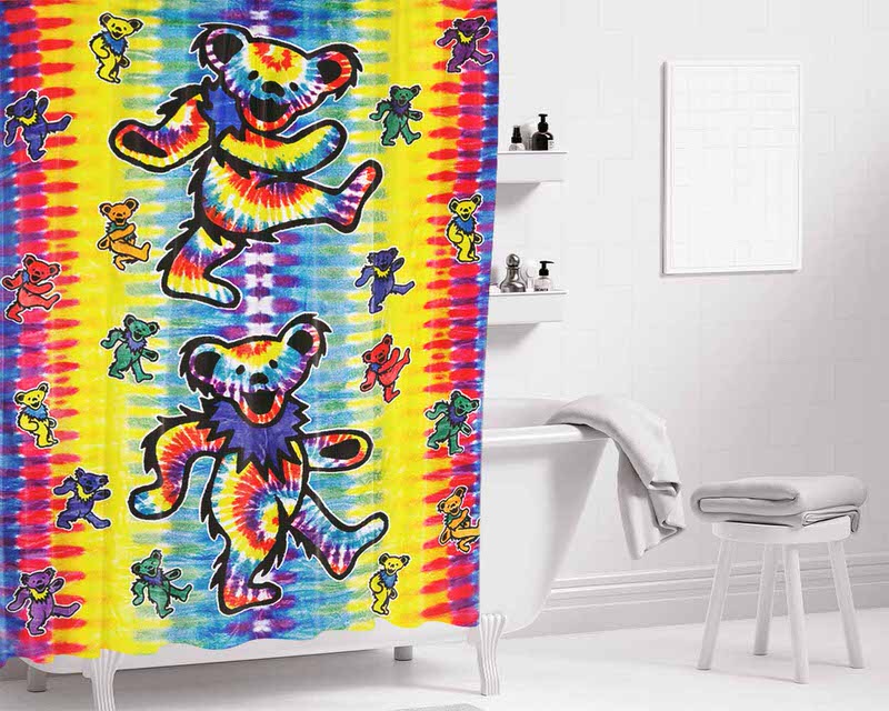 Dancing Bears Grateful Dead Colorfull Bathroom Shower Curtain Fabric Waterproof | 66 X 72 Inch
