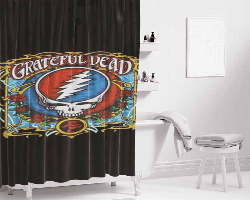 Grateful Dead Black Roses Bathroom Shower Curtain Fabric Waterproof | 66 X 72 Inch