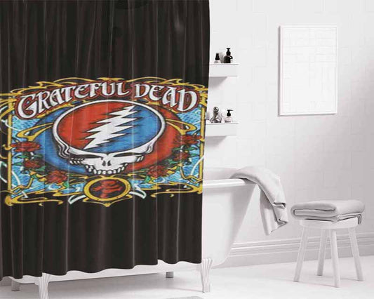 Grateful Dead Black Roses Bathroom Shower Curtain Fabric Waterproof | 66 X 72 Inch