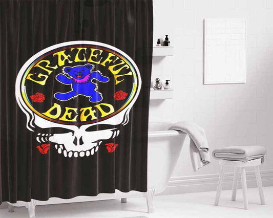 Grateful Dead Classic Rock Bathroom Shower Curtain Fabric Waterproof | 66 X 72 Inch