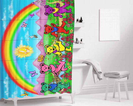 Grateful Dead Rainbow Wallpapers Bathroom Shower Curtain Fabric Waterproof | 66 X 72 Inch