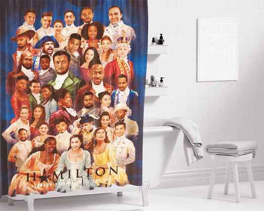 Hamilton American Musical Characters Group Bathroom Shower Curtain Fabric Waterproof | 66 X 72 Inch