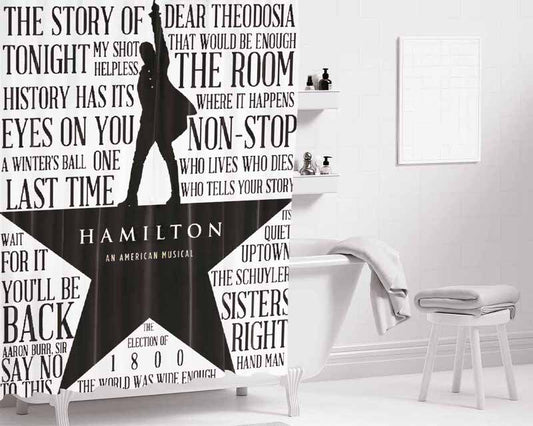 Hamilton An American Music Bathroom Shower Curtain Fabric Waterproof | 66 X 72 Inch