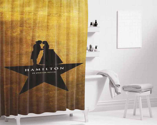 Hamilton And Eliza Kiss Musical Bathroom Shower Curtain Fabric Waterproof | 66 X 72 Inch