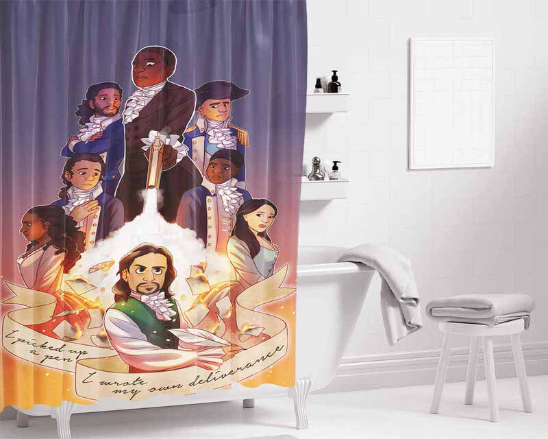 Hamilton And The Hubris Box Classic Musical Bathroom Shower Curtain Fabric Waterproof | 66 X 72 Inch