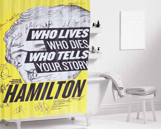 Hamilton Broadway Signatures Bathroom Shower Curtain Fabric Waterproof | 66 X 72 Inch