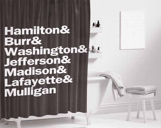 Hamilton Burr Washington Jefferson Madison Lafayette & Mulligan Bathroom Shower Curtain Fabric Waterproof | 66 X 72 Inch