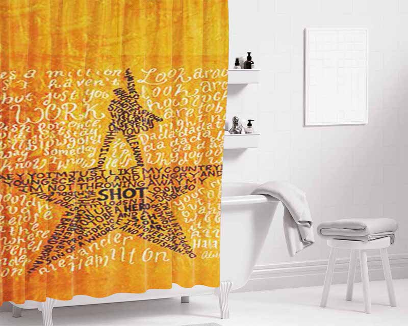Hamilton Musical Lyrics Bathroom Shower Curtain Fabric Waterproof | 66 X 72 Inch
