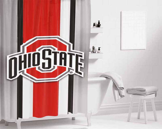 Logo Ohio State Buckeyes Bathroom Shower Curtain Fabric Waterproof | 66 X 72 Inch