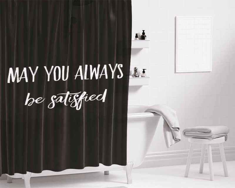 May You Always Be Satisfied Hamilton Bathroom Shower Curtain Fabric Waterproof | 66 X 72 Inch
