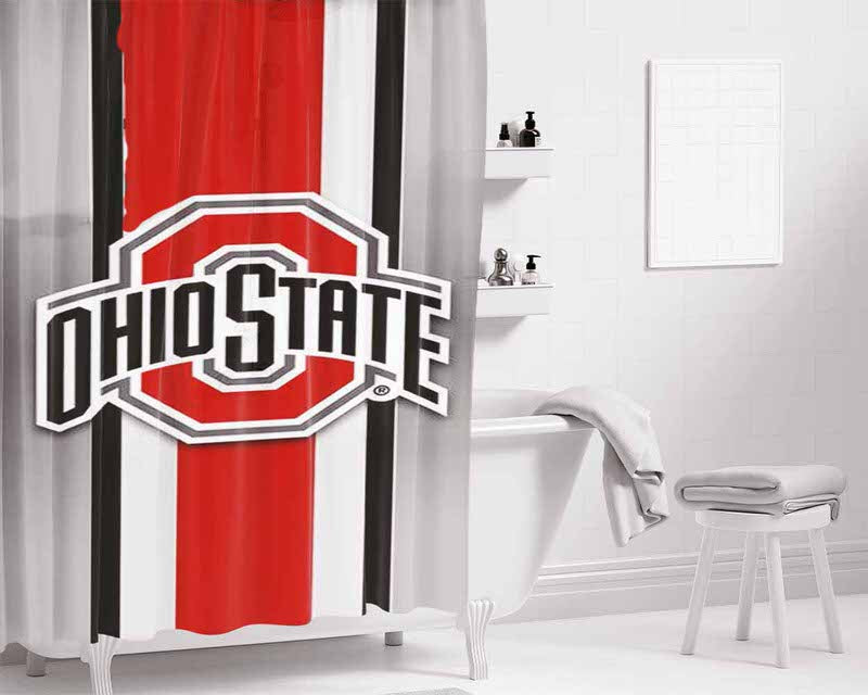 Ohio State Buckeyes 2 Bathroom Shower Curtain Fabric Waterproof | 66 X 72 Inch