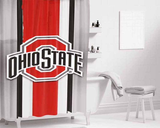 Ohio State Buckeyes 2 Bathroom Shower Curtain Fabric Waterproof | 66 X 72 Inch