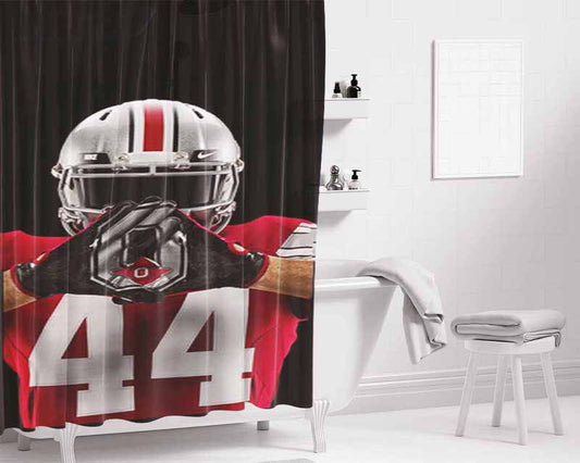 Ohio State Buckeyes Football Bathroom Shower Curtain Fabric Waterproof | 66 X 72 Inch