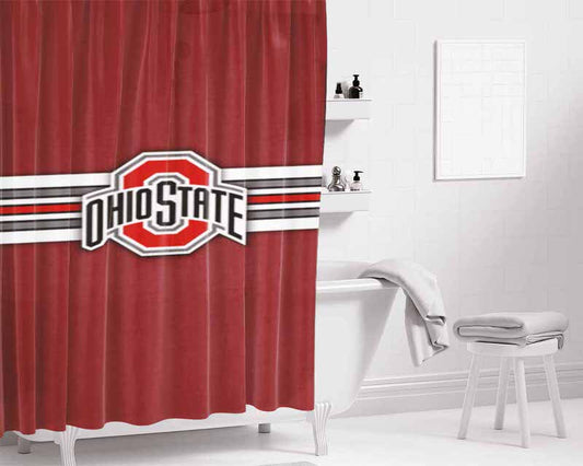 Ohio State Buckeyes University Bathroom Shower Curtain Fabric Waterproof | 66 X 72 Inch