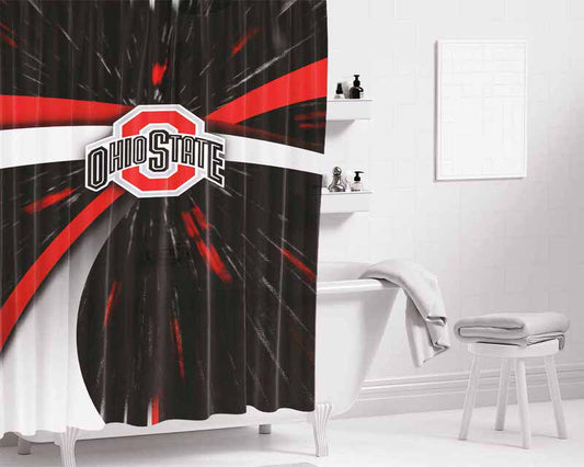 Ohio State Buckeyes Bathroom Shower Curtain Fabric Waterproof | 66 X 72 Inch