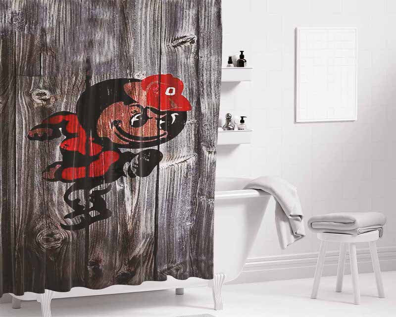 Ohio State Wood Syle Bathroom Shower Curtain Fabric Waterproof | 66 X 72 Inch