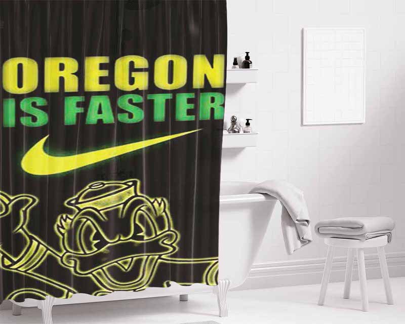 Oregon Ducks Faster Neon Bathroom Shower Curtain Fabric Waterproof | 66 X 72 Inch