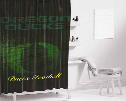 Oregon Ducks Football Bathroom Shower Curtain Fabric Waterproof | 66 X 72 Inch
